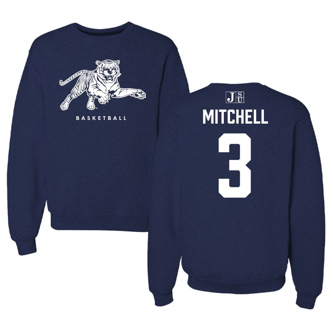 Jackson State University Basketball Navy Crewneck - #3 Jayme Mitchell
