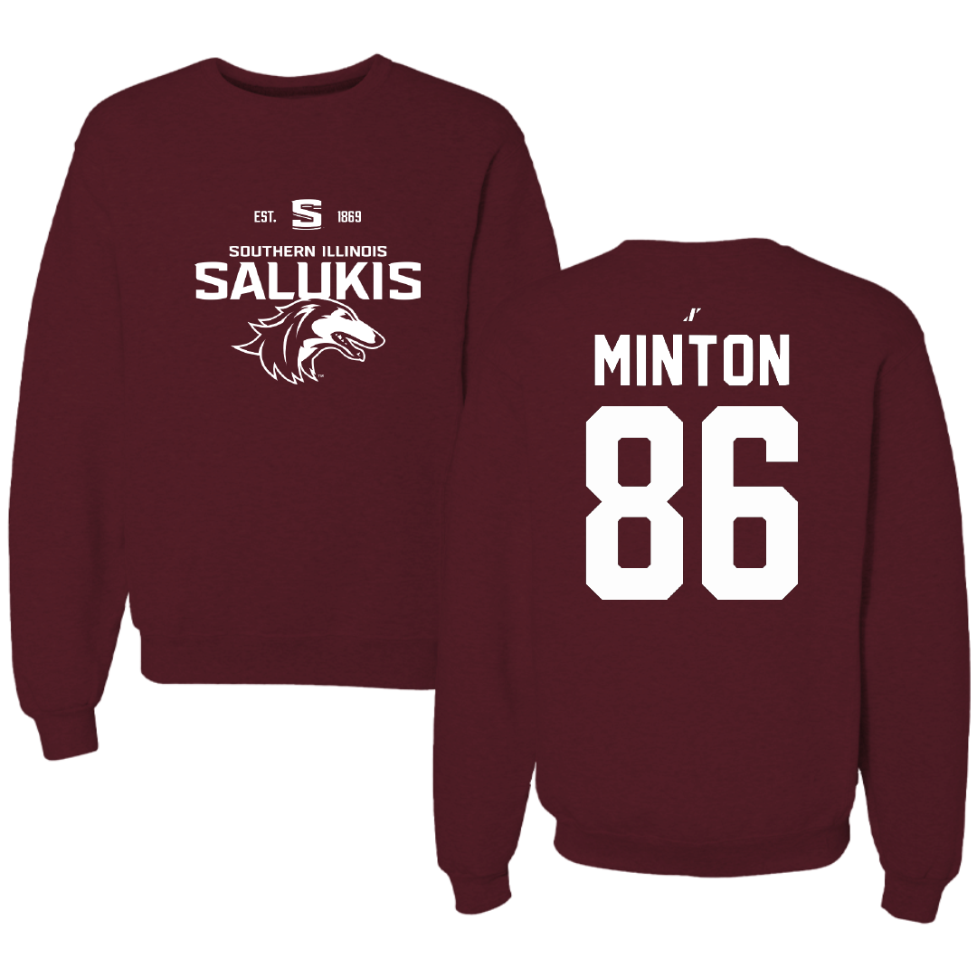 Southern Illinois University at Carbondale Football Maroon General Crewneck - #86 Logan Minton