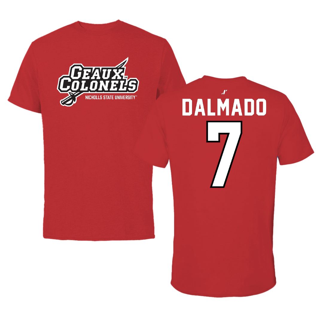 Nicholls State University Football Red General Performance Tee - #7 Jake Dalmado