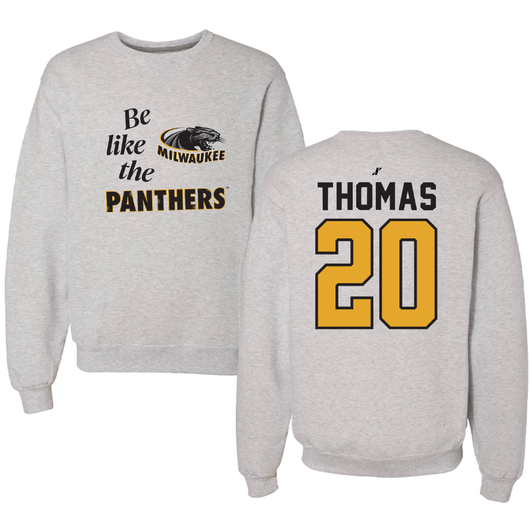 University of Wisconsin-Milwaukee Basketball Light Gray Be Like Us Crewneck - #20 Maurice Thomas