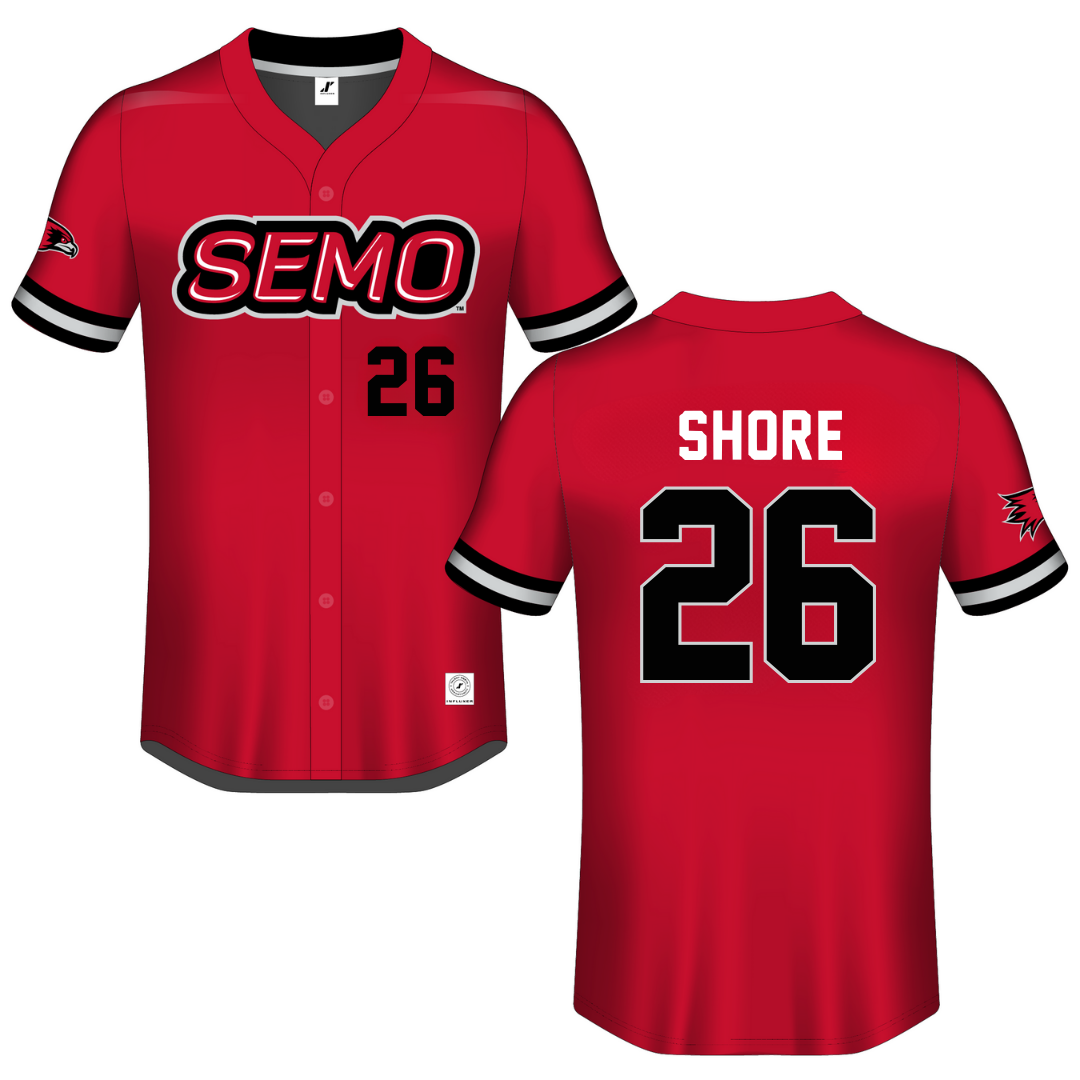 Southeast Missouri State University Red Button-Down Jersey - #26 Aubrie Shore