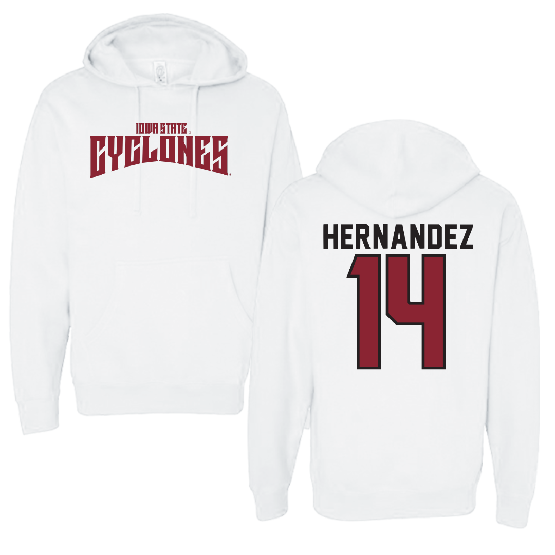 Iowa State University Soccer White Classic Hoodie - #14 Lauren Hernandez