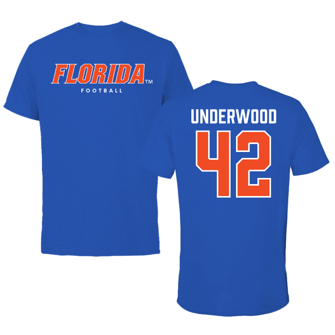 University of Florida Football True Royal Florida Performance Tee - #42 Rocco Underwood