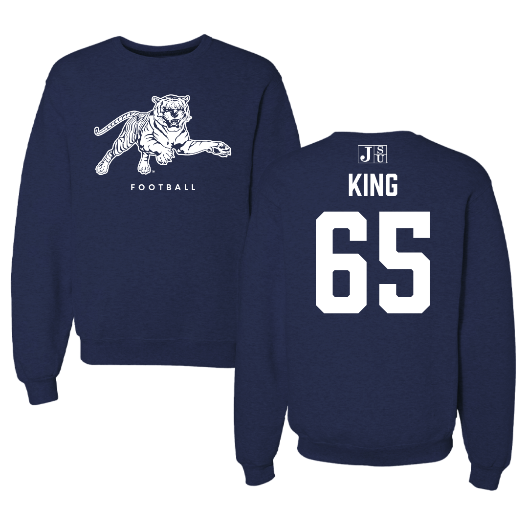 Jackson State University Football Navy Crewneck - #65 Jackson King