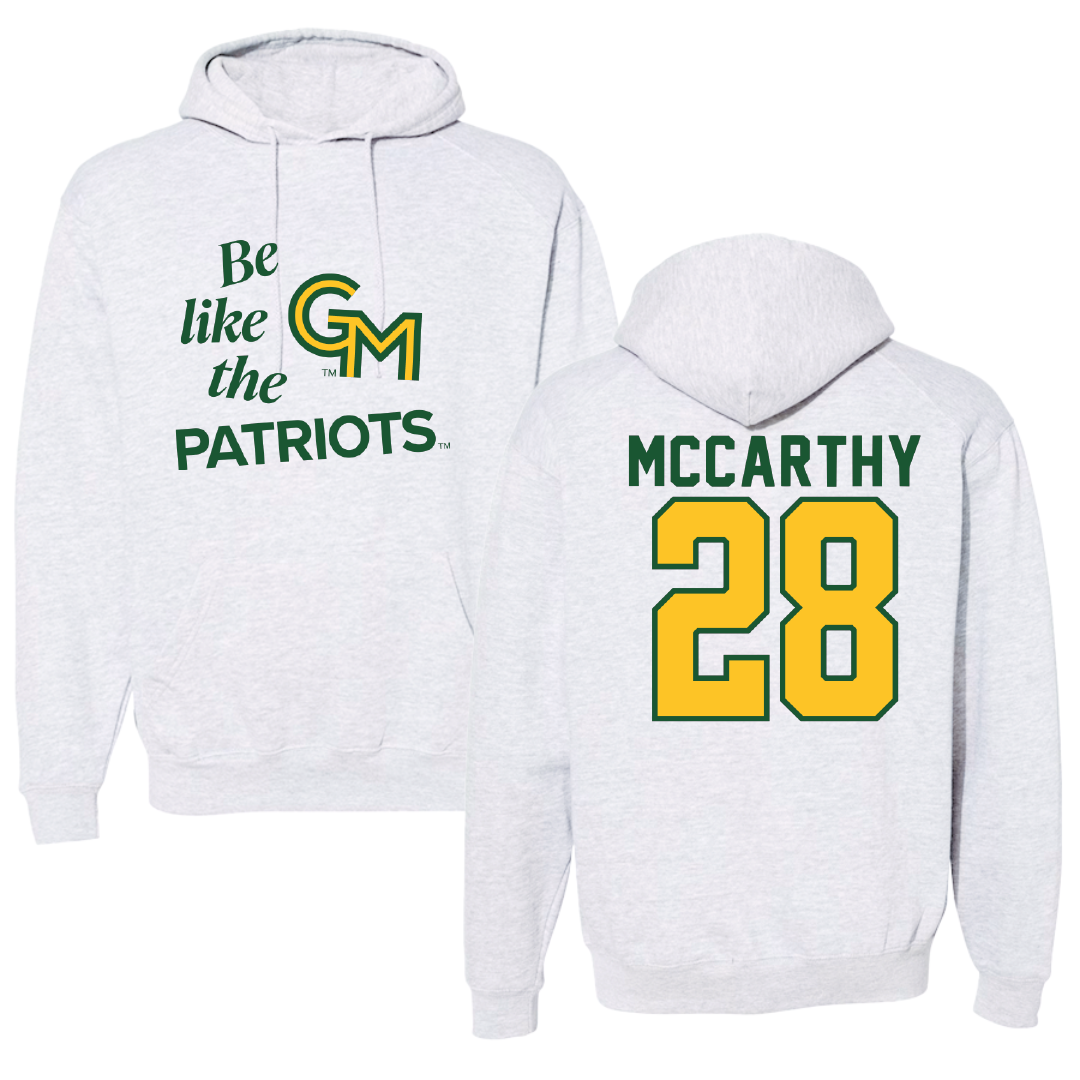 George Mason University Baseball Light Gray Be Like Us Hoodie - #28 Dylan McCarthy