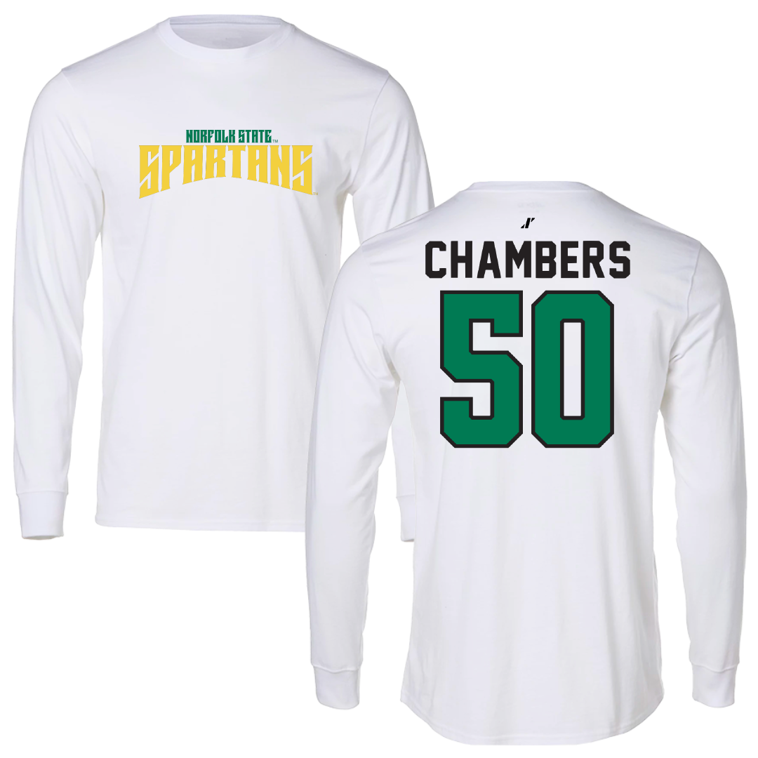 Norfolk State University Basketball White Classic Performance Long Sleeve - #50 Nyzaiah Chambers