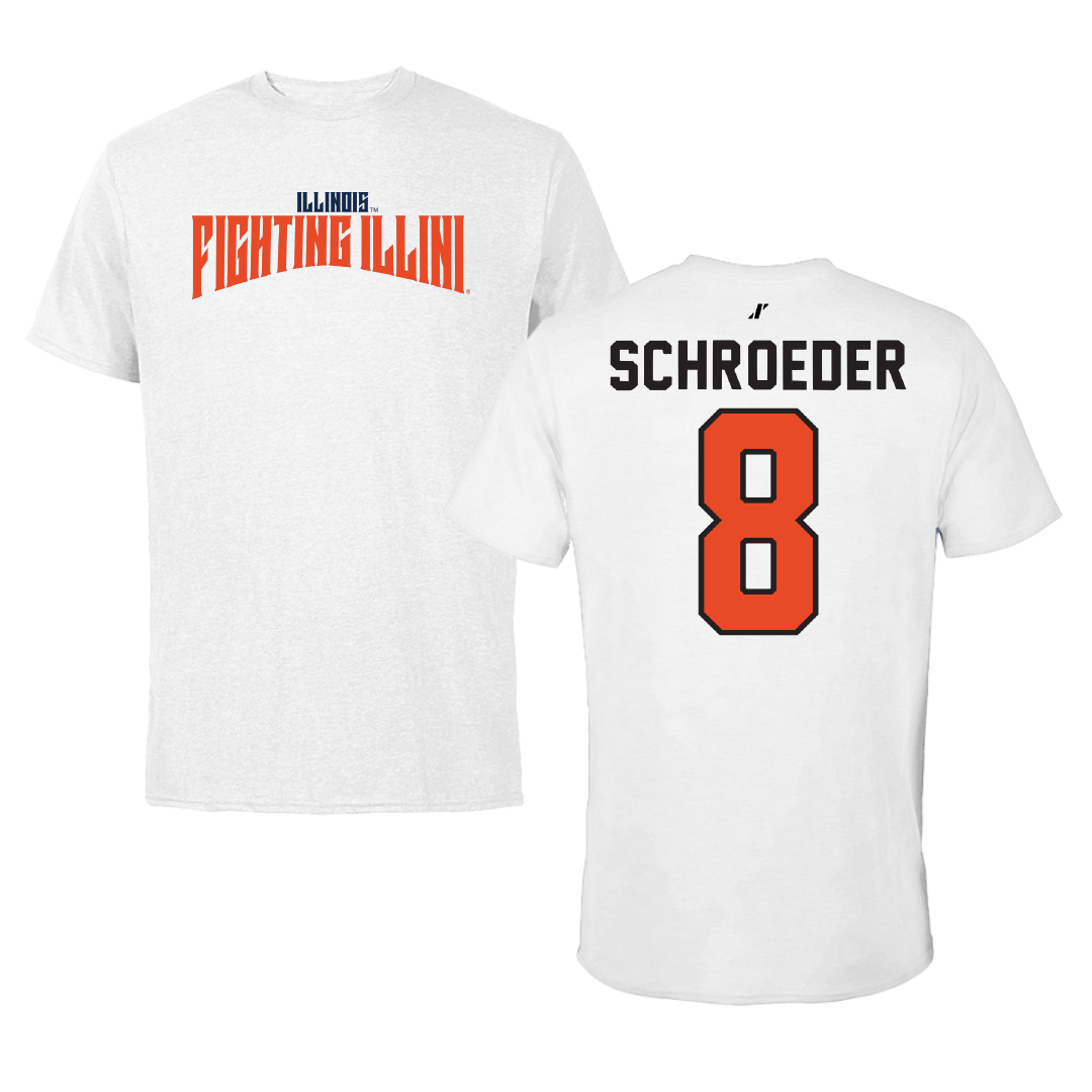 University of Illinois Baseball White Classic Performance Tee - #8 Jacob Schroeder