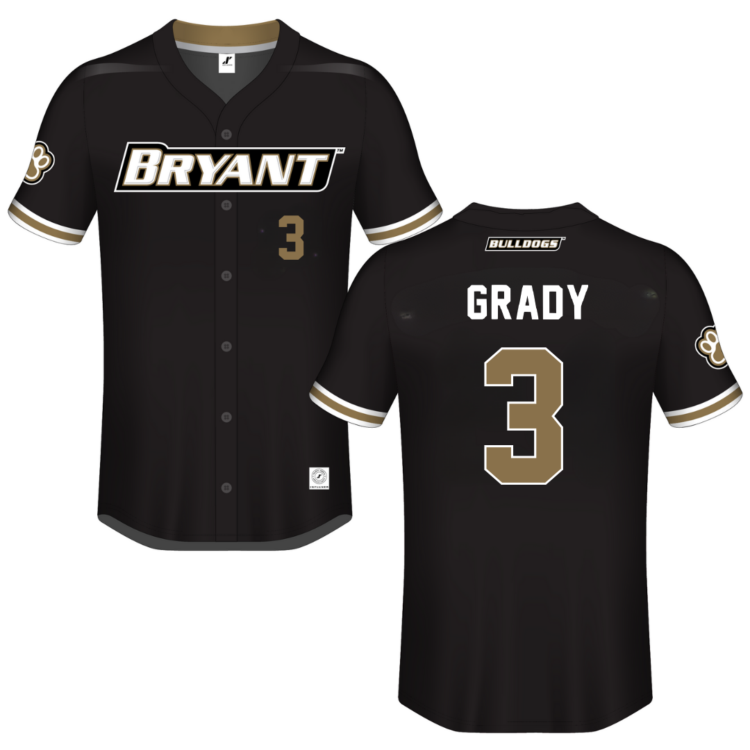 Bryant University Black Button-Down Jersey - #3 Shea Grady
