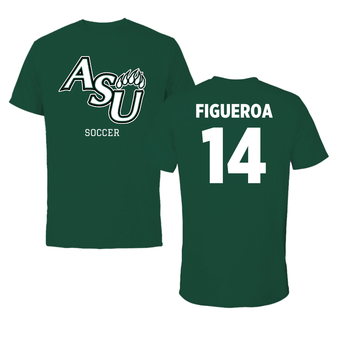 Adams State University Soccer Green Performance Tee - #14 Angelica Figueroa