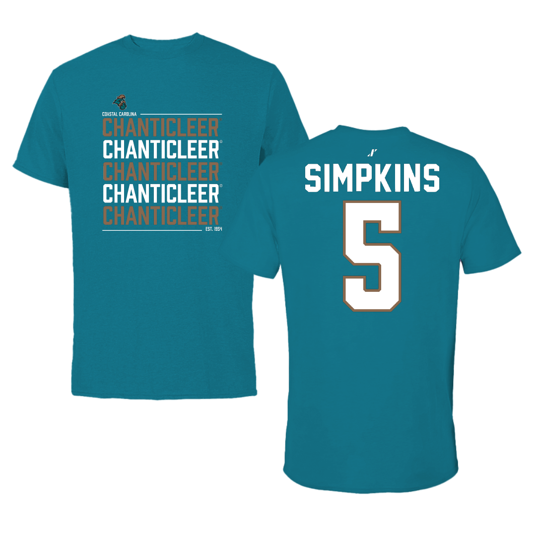 Coastal Carolina University Football Teal General Tee - #5 Ja'Vin Simpkins