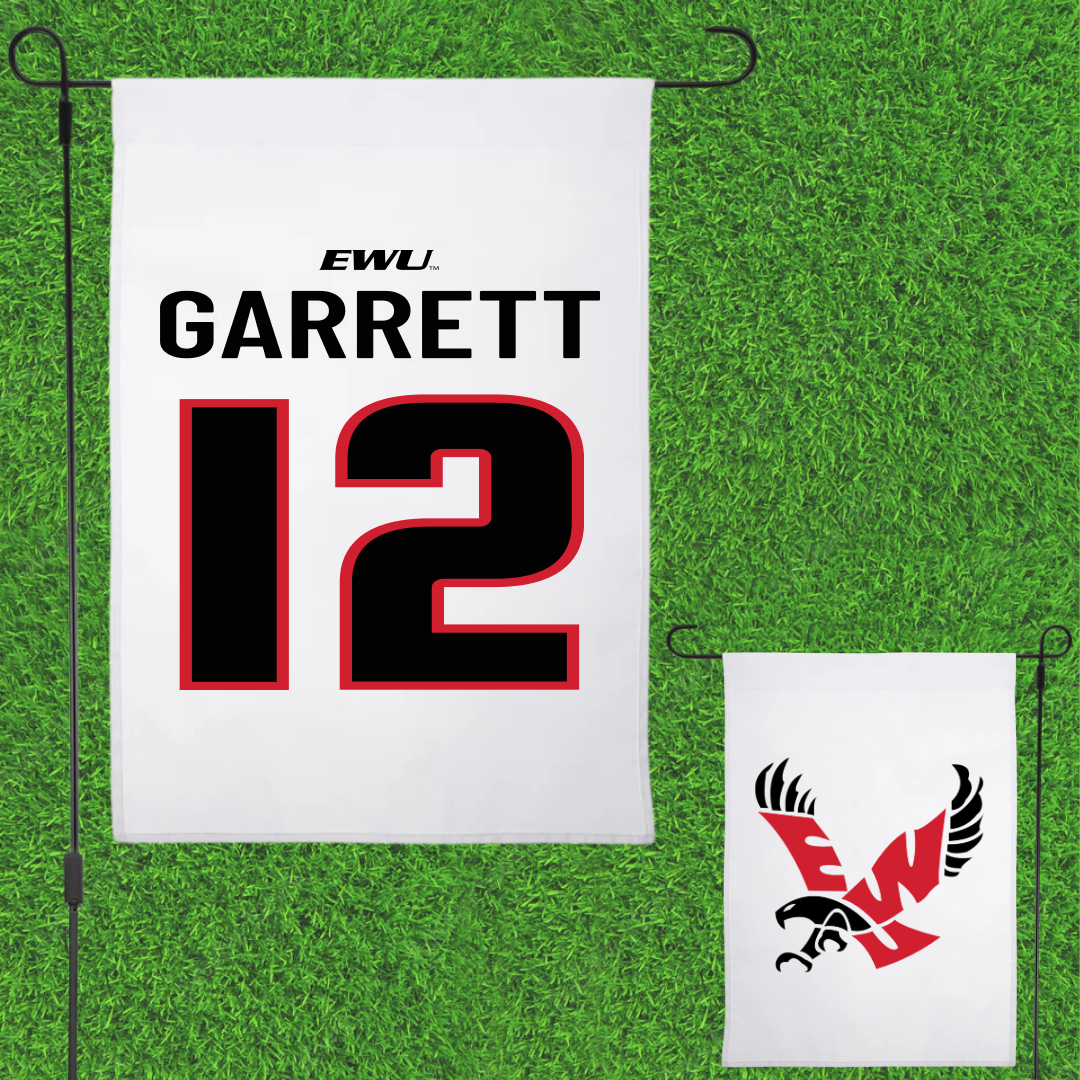 Eastern Washington University Football White Garden Flag - #12 Wesley Garrett