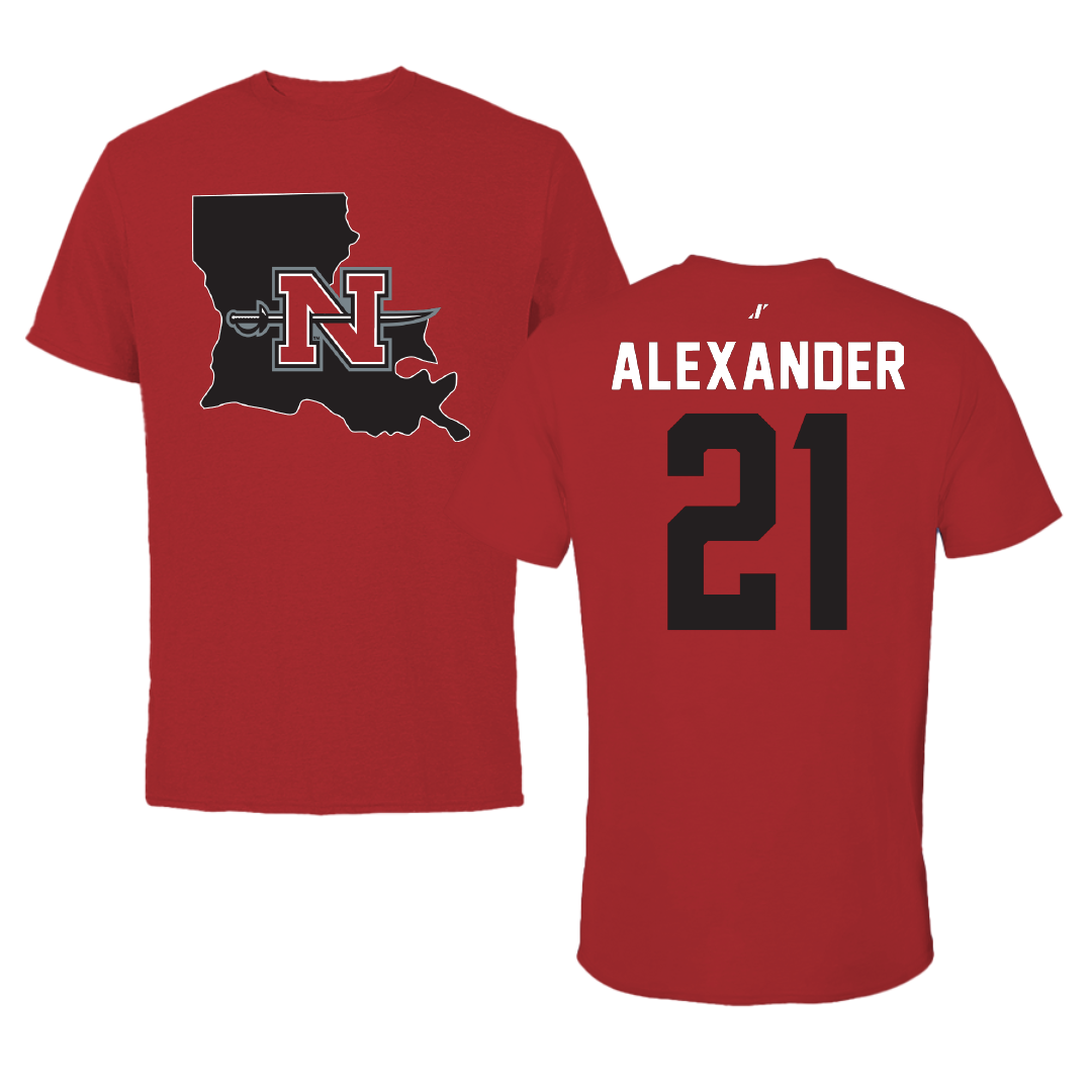 Nicholls State University Basketball Canvas Red State Tee - #21 Lexi Alexander
