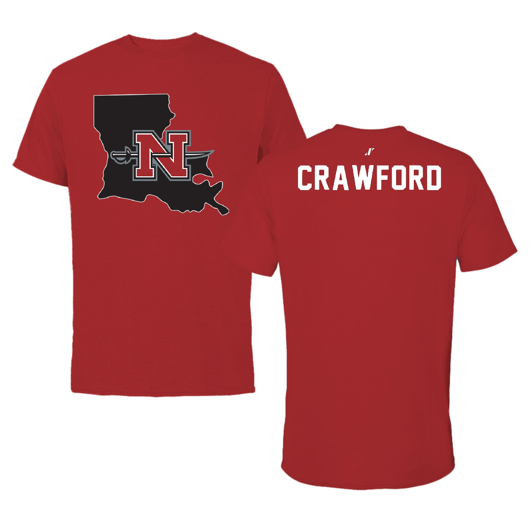 Nicholls State University TF and XC Canvas Red State Tee - Michael Crawford