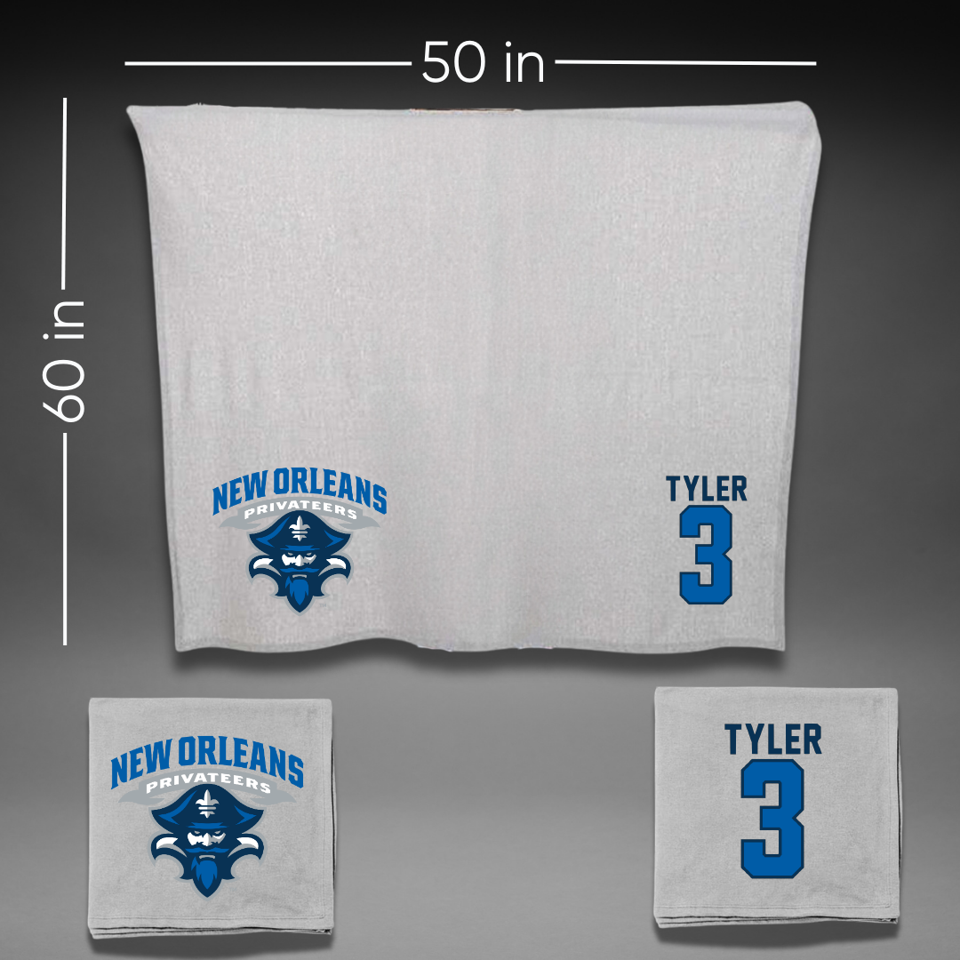 University of New Orleans Volleyball Gray Blanket - #3 Jamyra Tyler