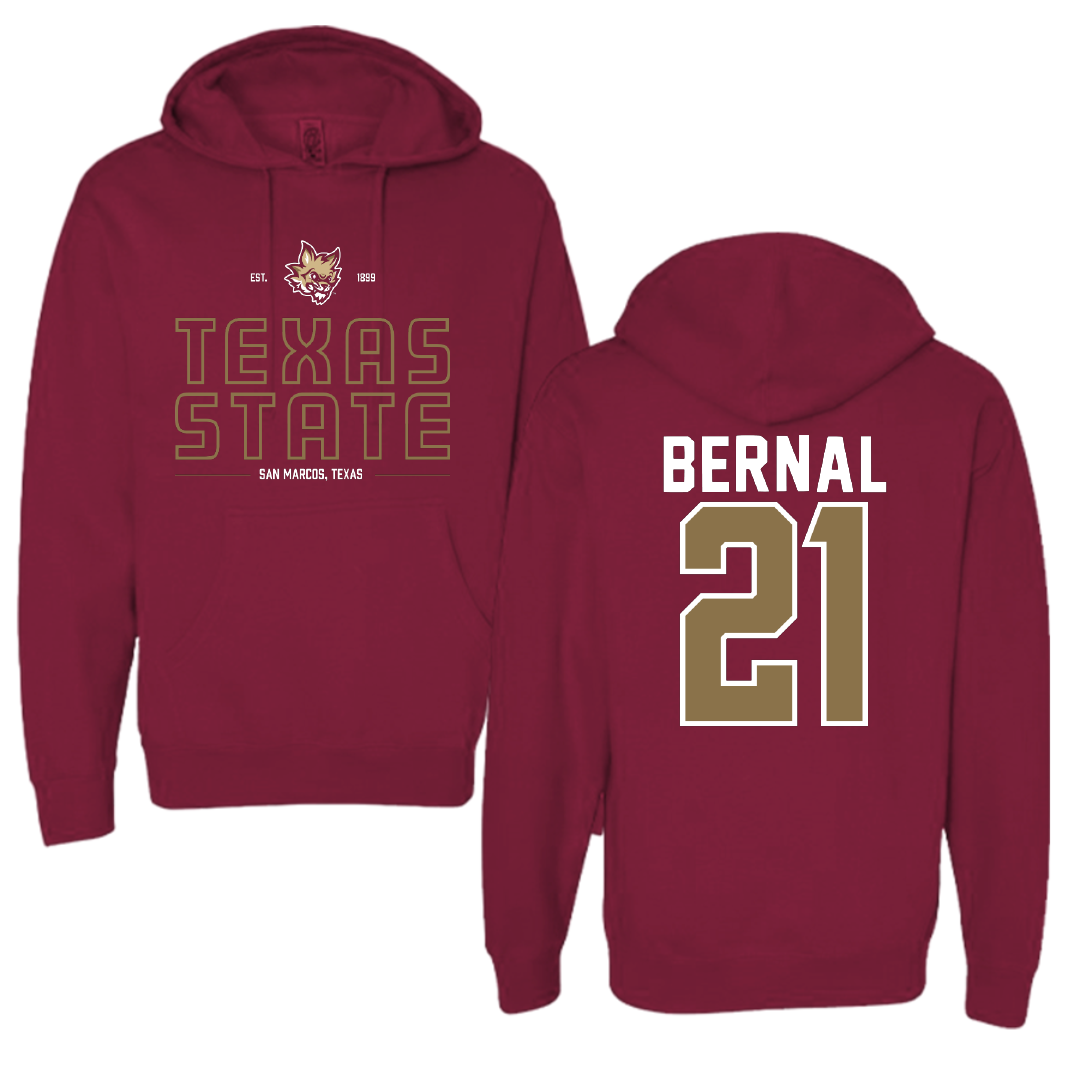 Texas State University Baseball Maroon General Hoodie - #21 Chris Bernal