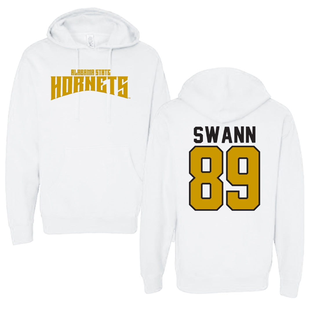 Alabama State University Football White Classic Hoodie - #89 Tyler Swann