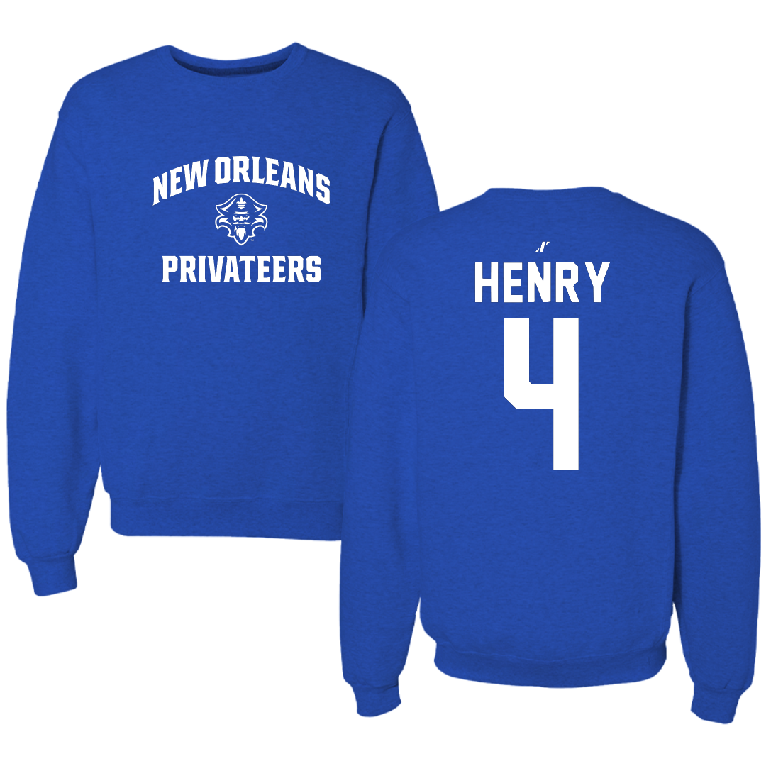University of New Orleans Basketball Blue General Crewneck - #4 Omarion Henry