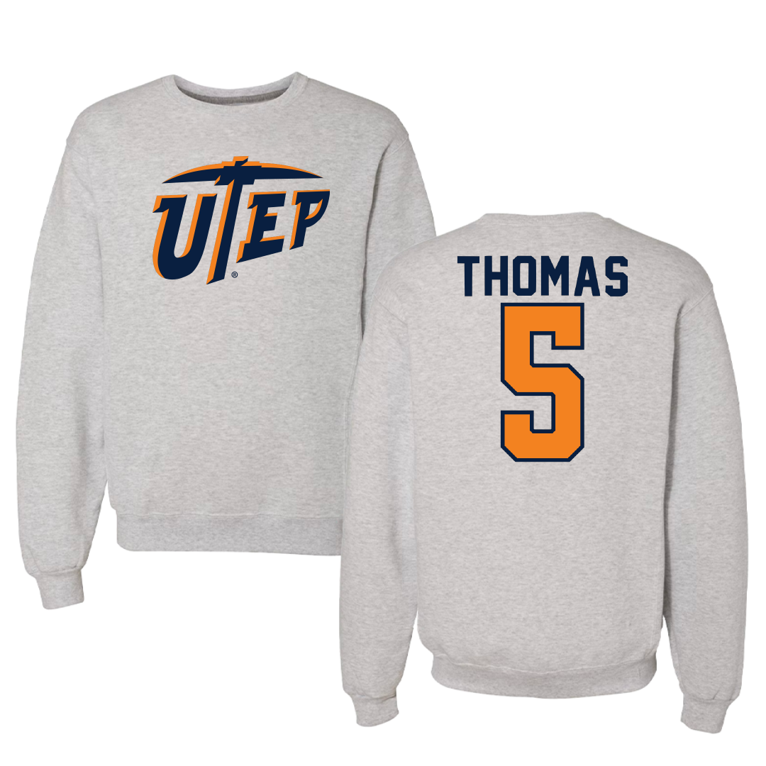 University of Texas at El Paso Football Gray Crewneck - #5 Kam Thomas