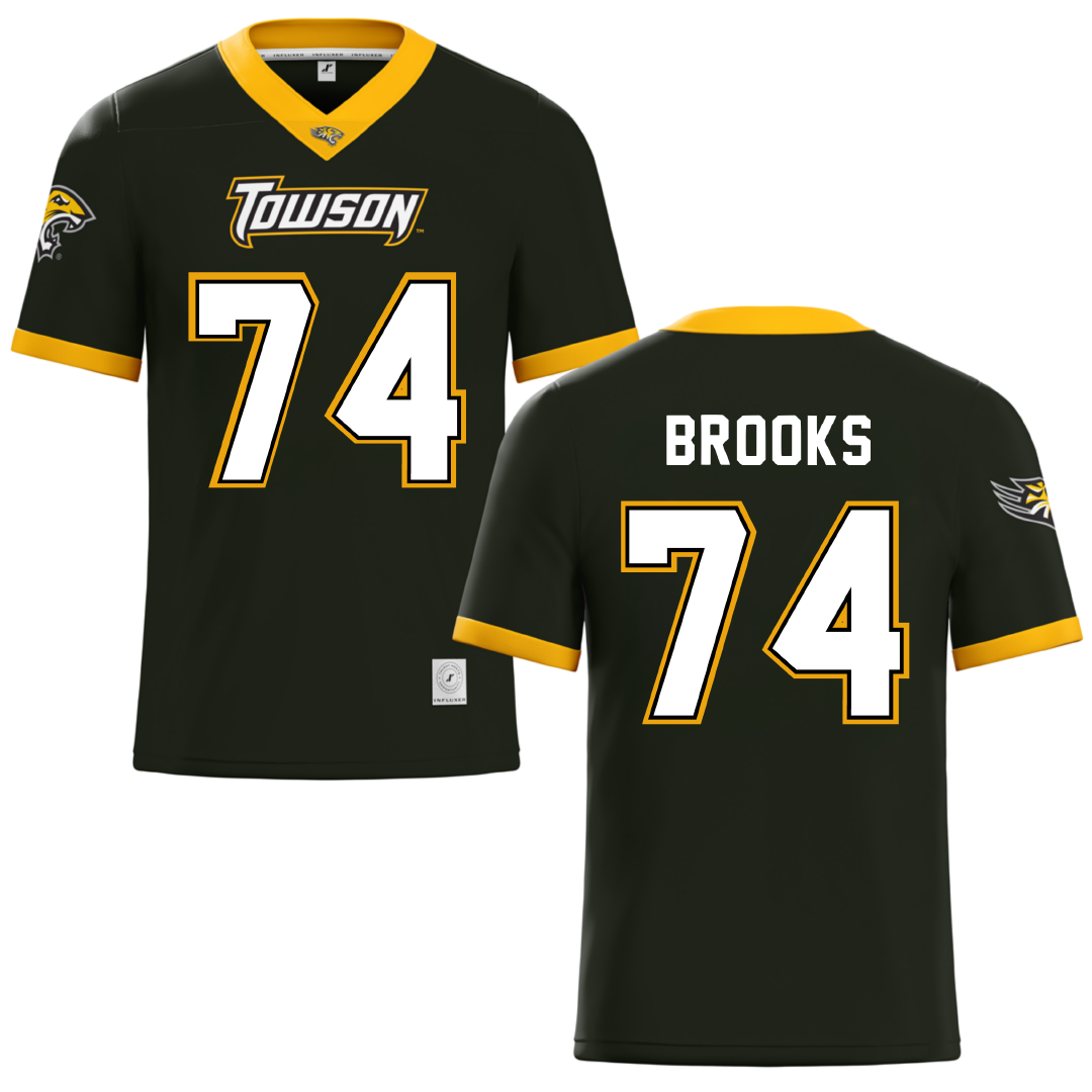 Towson University Black Football Jersey - #74 KJ Brooks