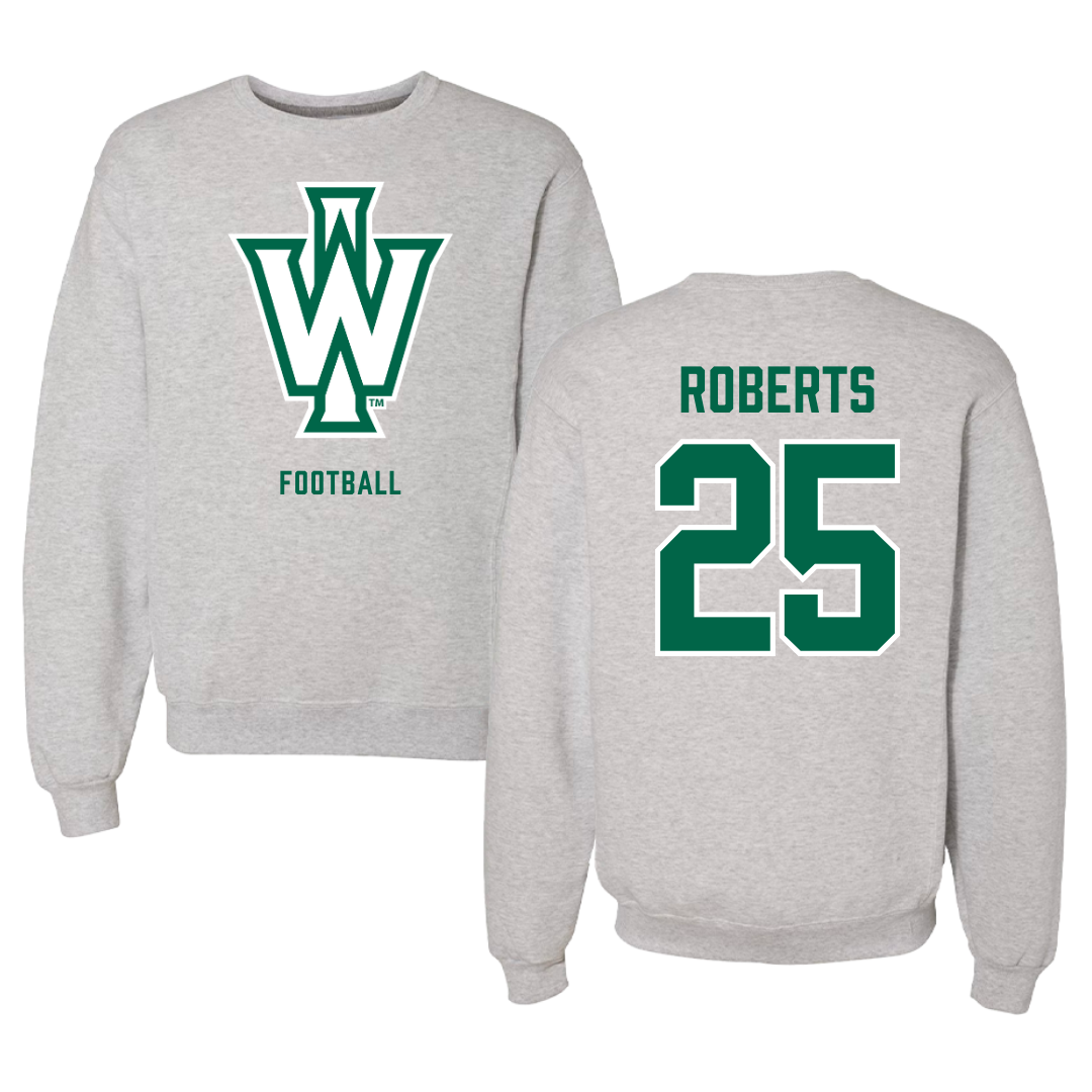 Illinois Wesleyan University Football Gray Crewneck - #25 Jaxson Roberts