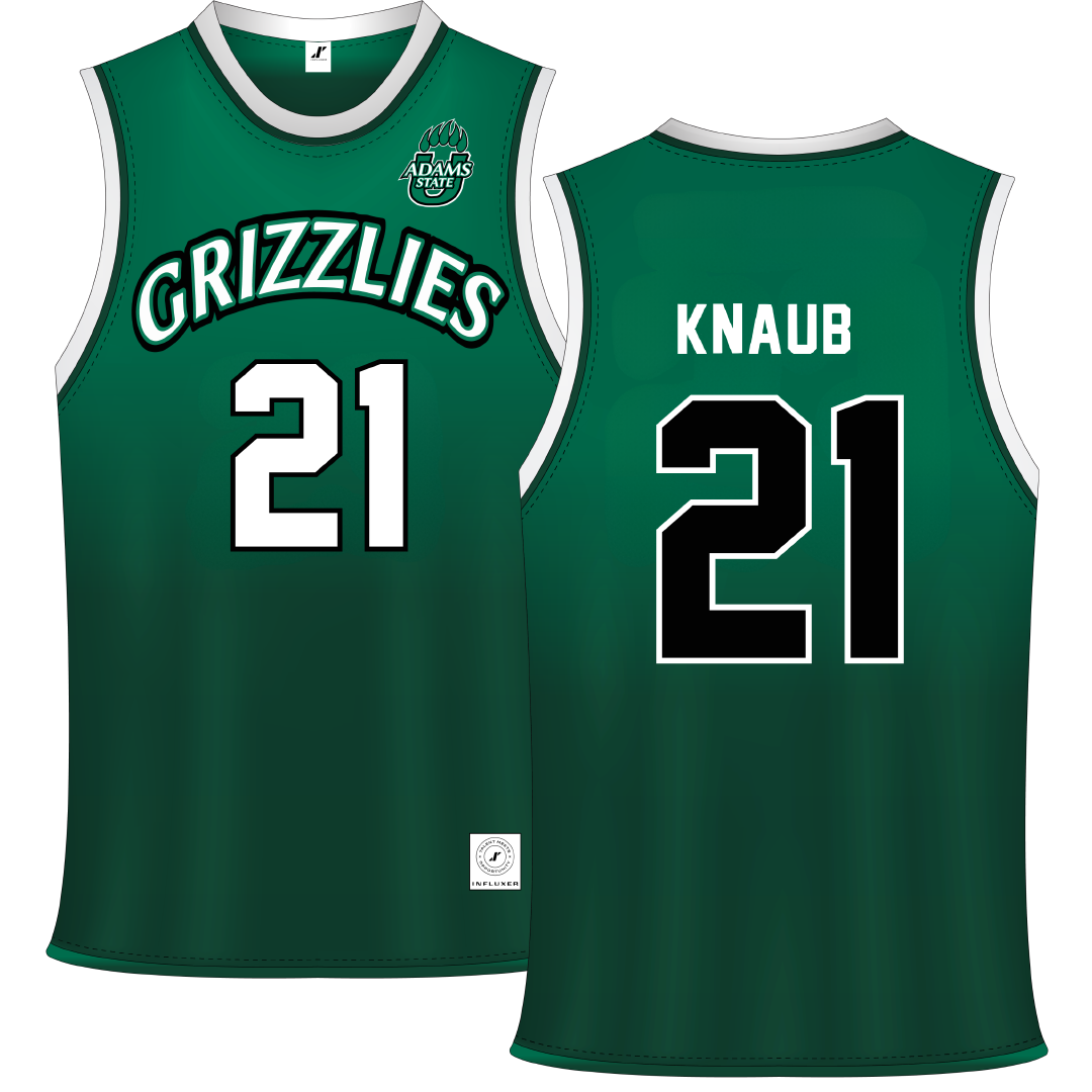 Adams State University Green Basketball Jersey - #21 Michael Knaub