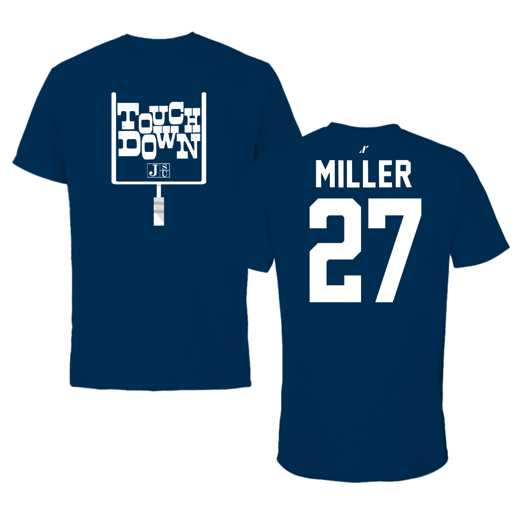 Jackson State University Football Navy Touchdown Performance Tee - #27 Ahmad Miller