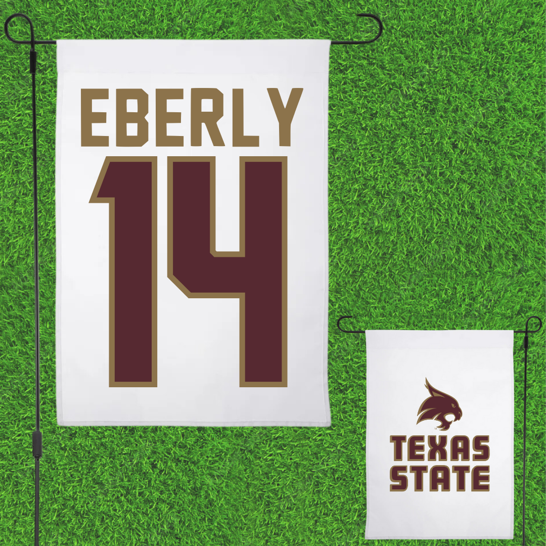 Texas State University Baseball White Garden Flag - #14 Keller Eberly