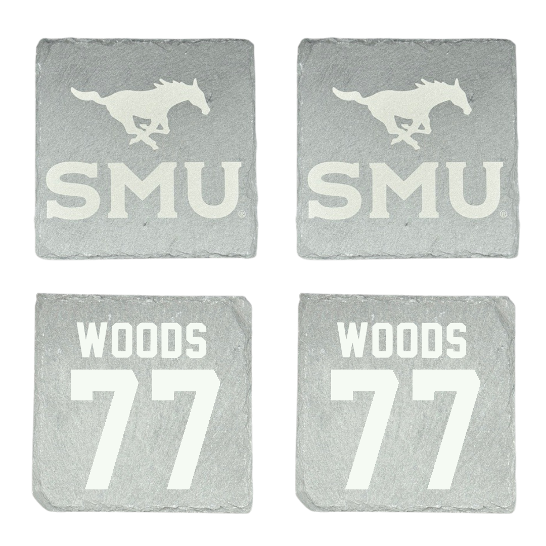 Southern Methodist University Football Stone Coaster (4 Pack)  - #77 Alex Woods
