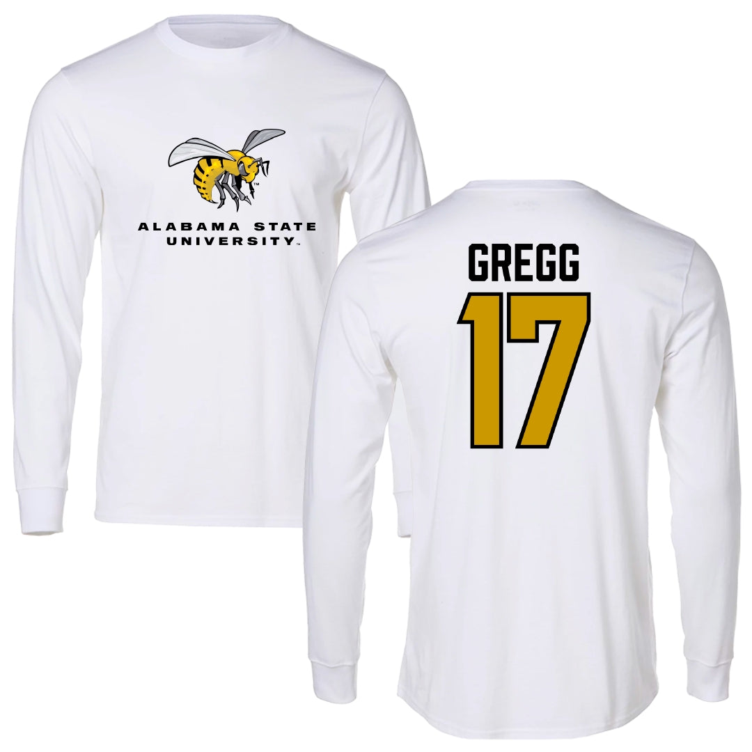 Alabama State University Football White Block Long Sleeve - #17 Asa Gregg