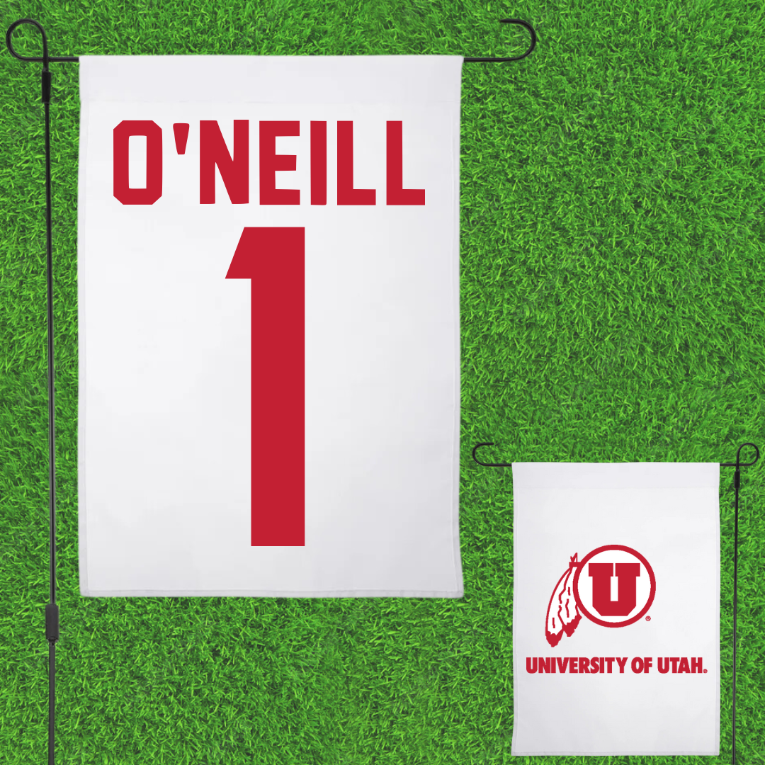University of Utah Lacrosse White Garden Flag - #1 Conor O'Neill