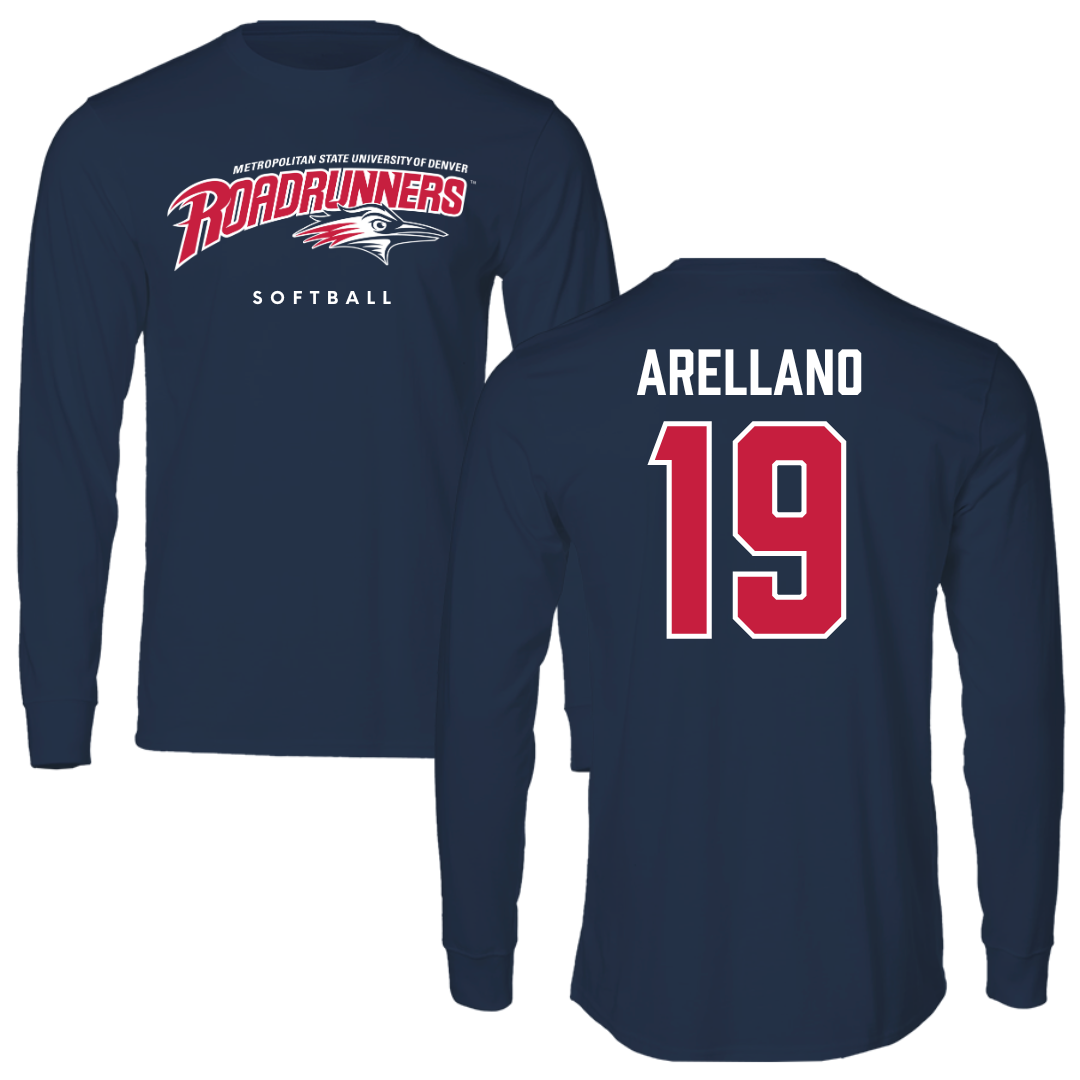 Metropolitan State University of Denver Softball Navy Performance Long Sleeve - #19 Aaliyah Arellano