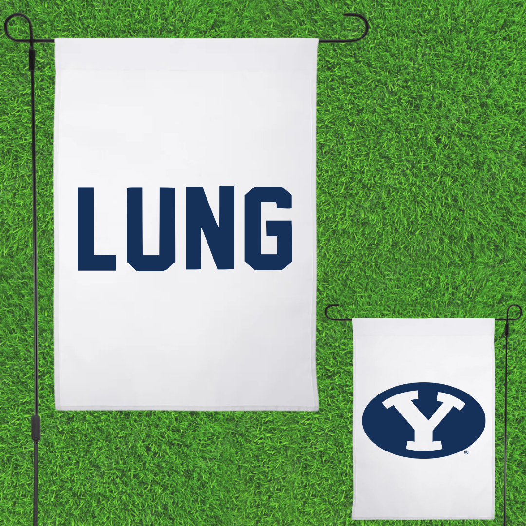 Brigham Young University Swimming & Diving White Garden Flag - Mackenzie Lung