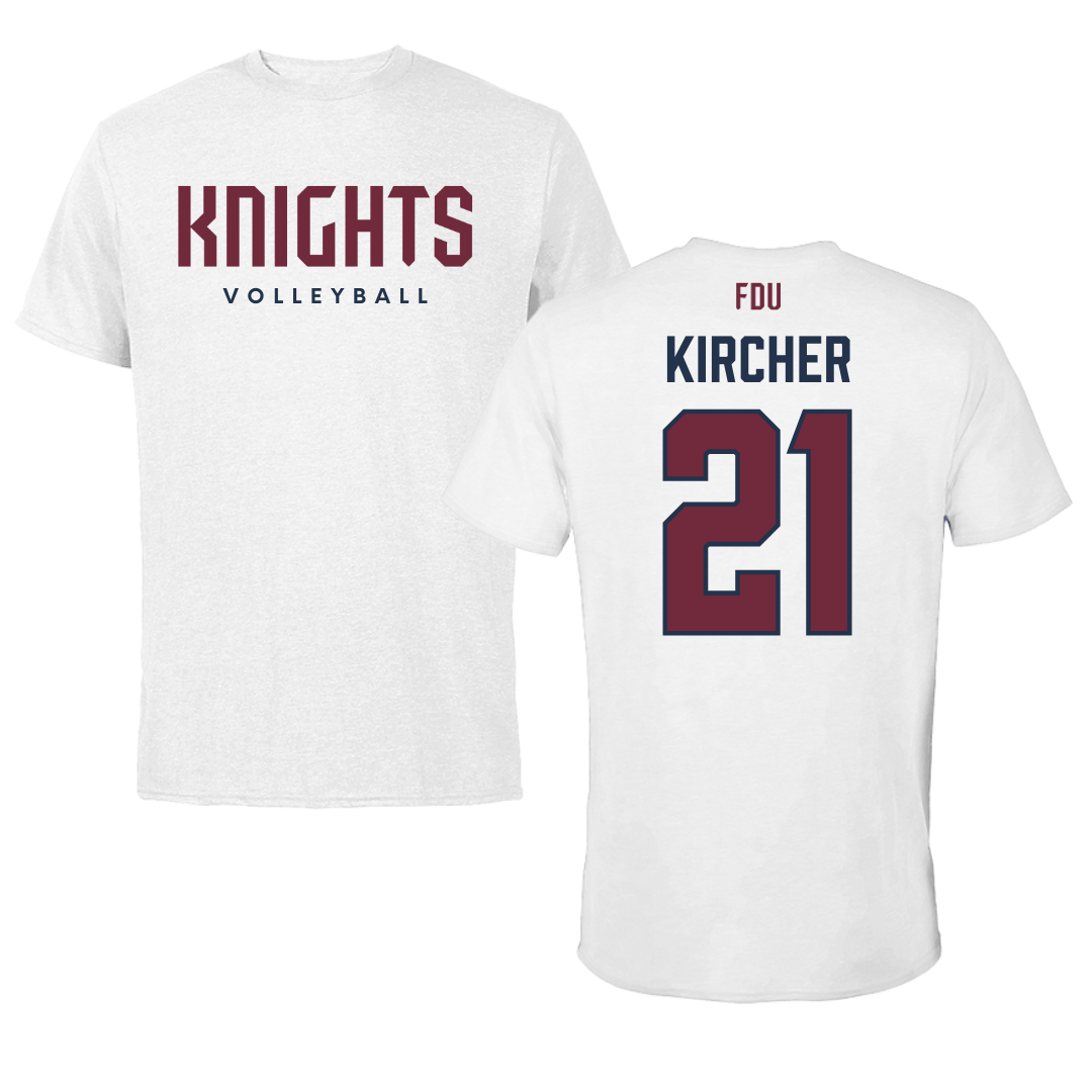 Fairleigh Dickinson University-Metropolitan Campus Volleyball White Tee - #21 Gillian Kircher