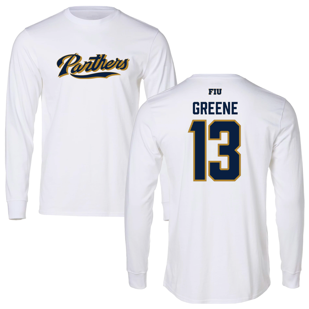 Florida International University Baseball White Panthers Performance Long Sleeve - #13 Bryce Greene