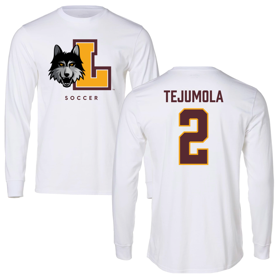 Loyola University-Chicago Soccer White Mascot Long Sleeve - #2 Kamran Tejumola