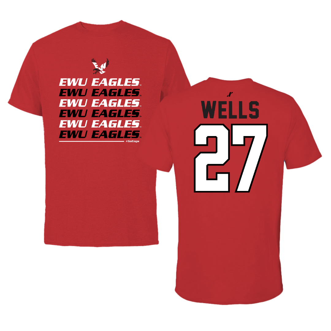 Eastern Washington University Football Red General Tee - #27 DaJean Wells
