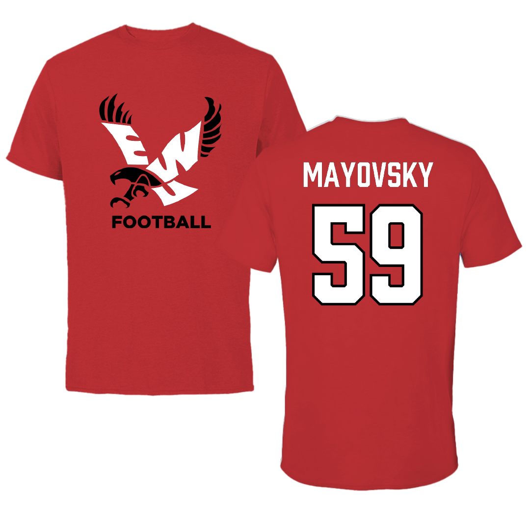 Eastern Washington University Football Red Performance Tee - #59 Myles Mayovsky