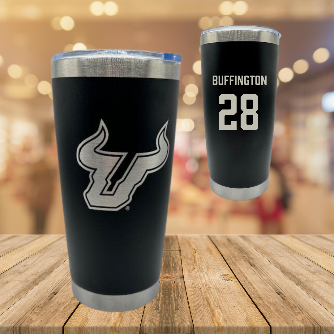 University of South Florida Baseball Black Stainless Steel Tumbler - #28 Matthew Buffington