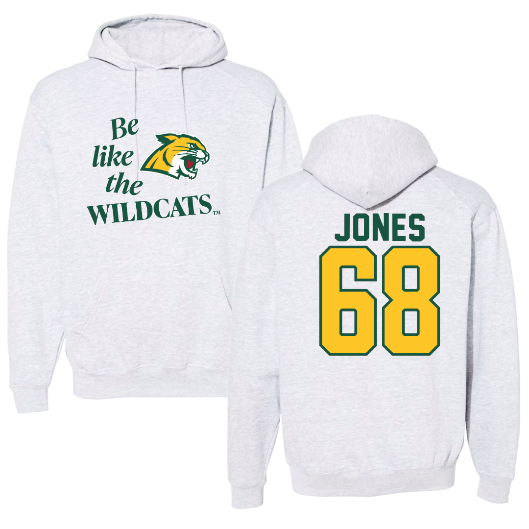 Northern Michigan University Football Light Gray Be Like Us Hoodie - #68 Tommy Jones
