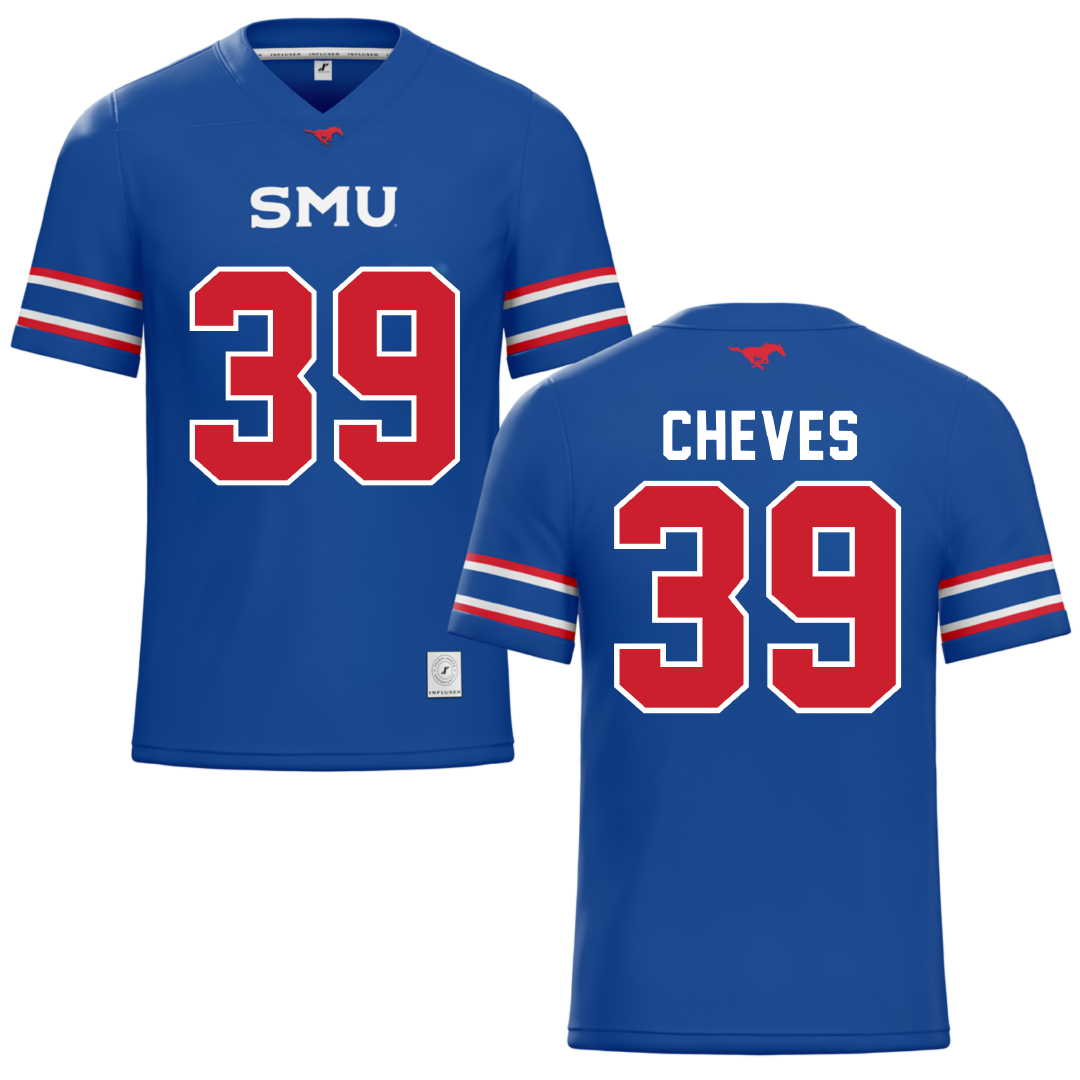 Southern Methodist University Blue Football Jersey - #39 Keaton Cheves