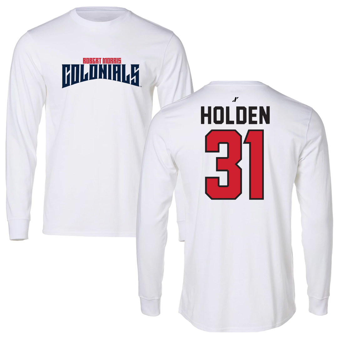 Robert Morris University Lacrosse White Classic Performance Long Sleeve - #31 Elliot Holden