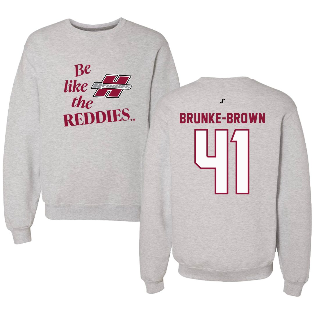 Henderson State University Football Light Gray Be Like Us Crewneck - #41 Colton Brunke-Brown