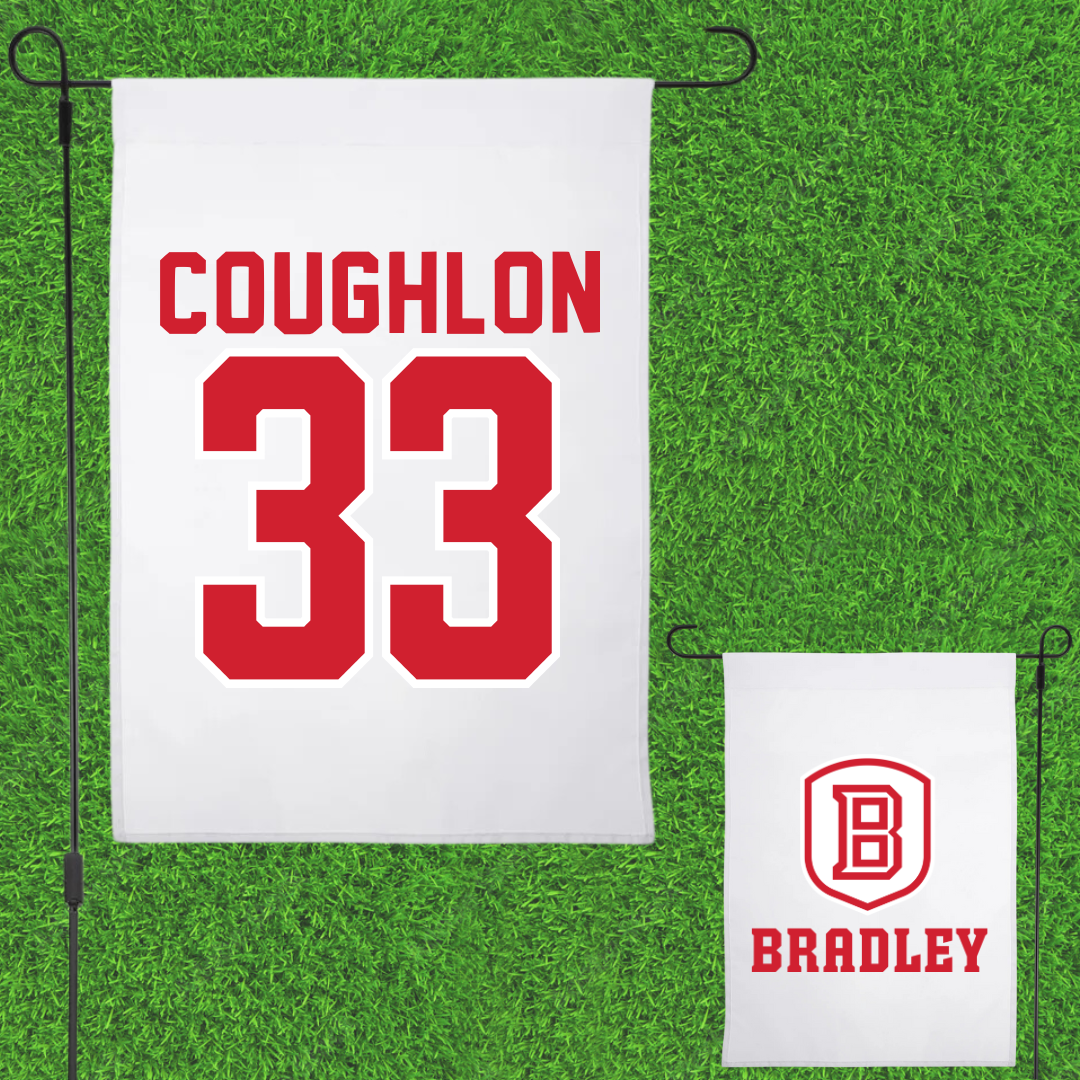 Bradley University Soccer White Garden Flag - #33 Mitch Coughlon