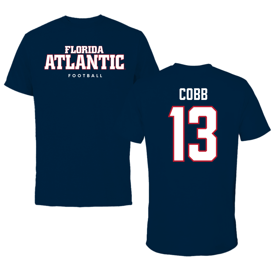 Florida Atlantic University Football Navy Block Performance Tee - #13 A'ceon Cobb