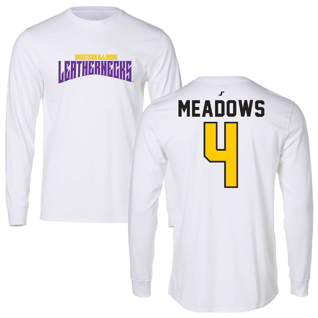 Western Illinois University Basketball White Classic Performance Long Sleeve - #4 Allie Meadows
