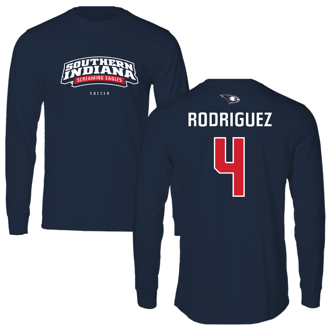 University of Southern Indiana Soccer Navy Performance Long Sleeve - #4 Diego Rodriguez