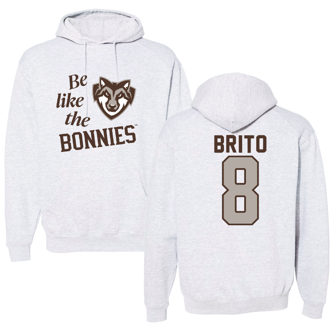St. Bonaventure University Soccer Light Gray Be Like Us Hoodie - #8 Kenzo Brito