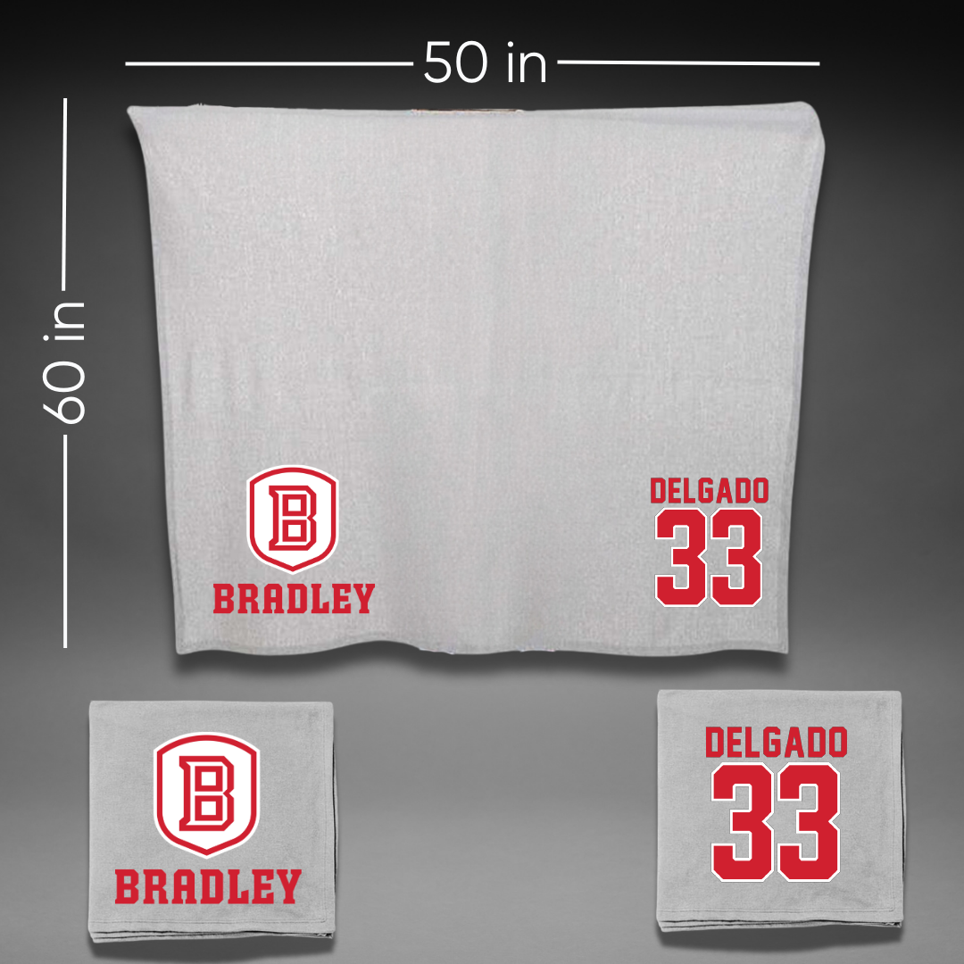 Bradley University Baseball Gray Blanket - #33 Logan Delgado