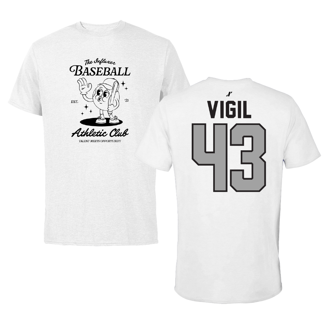 Baseball White Influxer Athletic Club Tee - #43 Jordan Vigil