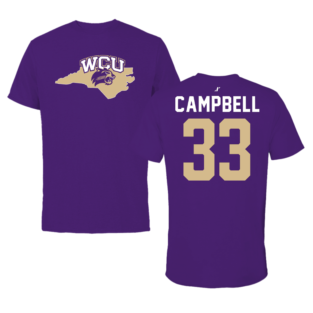 Western Carolina University Football Purple State Tee - #33 Lee Campbell